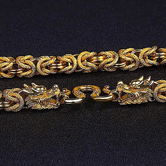 Gold Dragon Necklace Bracelet Matching Set - Picture 6 of 8